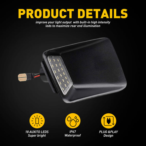 LED License Plate Lights For 2004-2012 Chevrolet Colorado, GMC Canyon, 5500K 18 LEDs/Unit