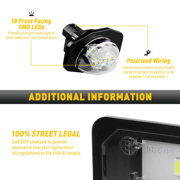 LED License Plate Lights For Toyota Sienna / Corolla, Scion xB / xD 6000K Diamond White