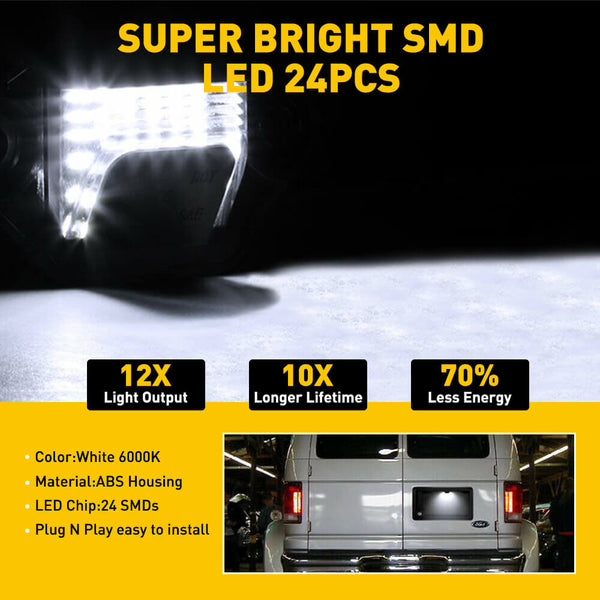 LED License Plate Lights Tag Light Lamp Assembly for 1992-2018 Ford E-150 E-250 E-350, 1996-2007 Ford E-450