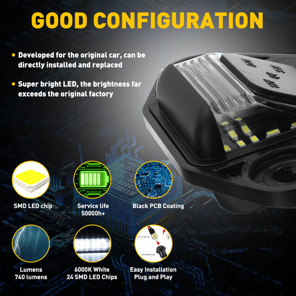 LED License Plate Lights Tag Light Lamp Assembly for 1992-2018 Ford E-150 E-250 E-350, 1996-2007 Ford E-450