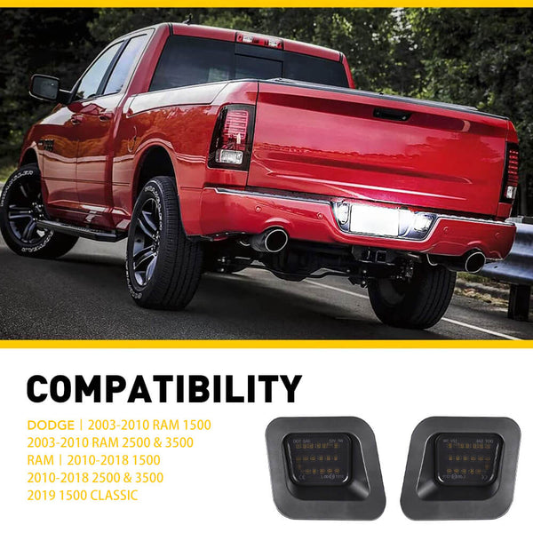 LED License Plate Lights Tag Light Lamp Assembly for 2003-2018 Dodge RAM 1500 | 2500 | 3500, 2019 1500 Classic