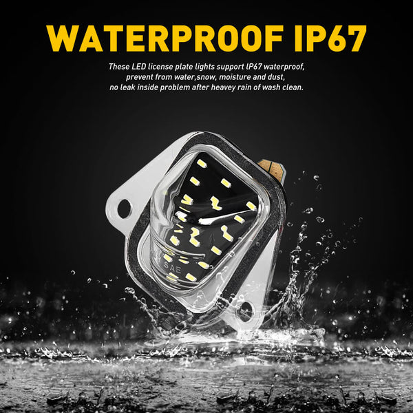 LED License Plate Lights Tag Light Lamp Assembly for 2007-2014 Cadillac Escalade | ESV, Chevrolet Suburban Tahoe, GMC Yukon | Yukon XL