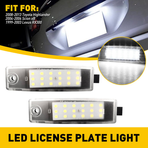 LED License Plate Lights Tag Light Lamp Assembly for 2008-2013 Toyota Highlander, 2004-2006 Scion xB, 1999-2003 Lexus RX300