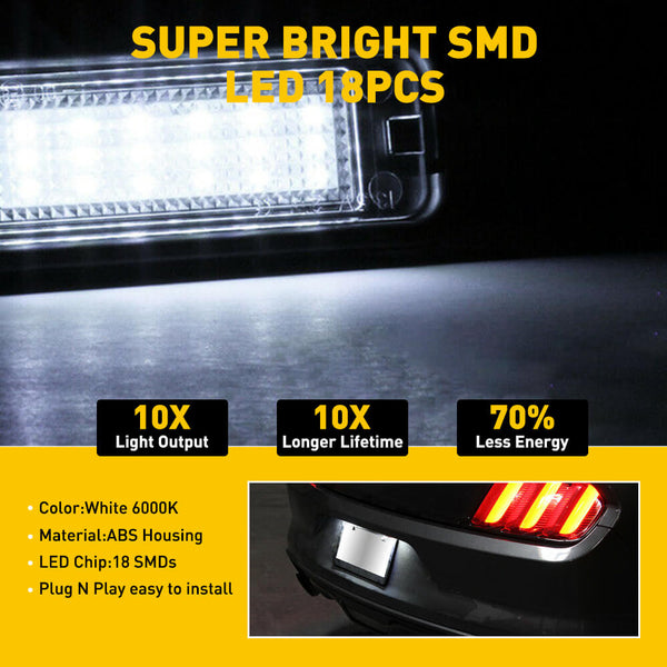 LED License Plate Lights Tag Light Lamp Assembly for 2015-2022 Ford Mustang