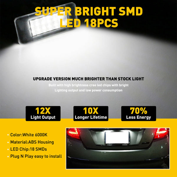 LED License Plate Lights Tag Light Lamp Assembly for 2019-2021 Nissan Altima Versa, 2020-2021 Sentra, 2021-up Rogue