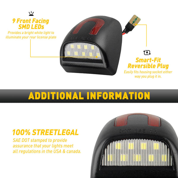 LED License Plate Lights Tag Light Lamp Assembly for Chevy Silverado Suburban Avalanche Tahoe, GMC Sierra Yukon, Cadillac Escalade