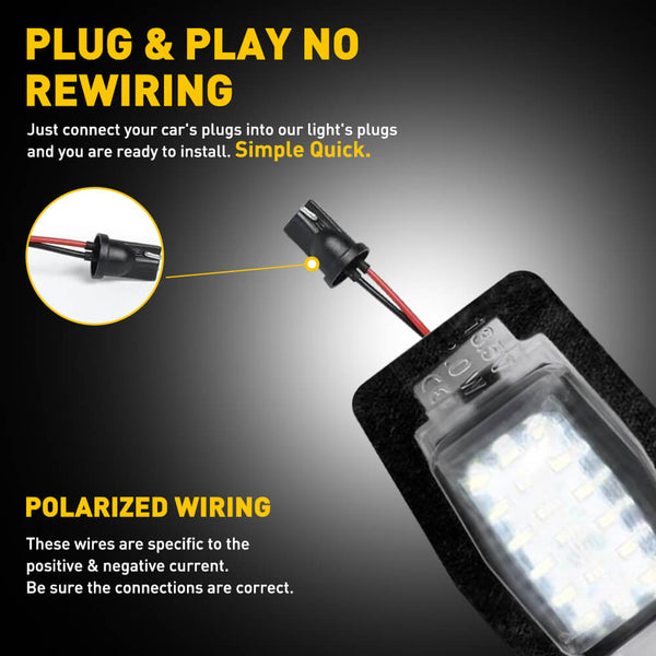 LED License Plate Lights Tag Light Lamp Assembly for Ford, Mercury, Mazda, Powered by 18-SMD LEDs 6000K White