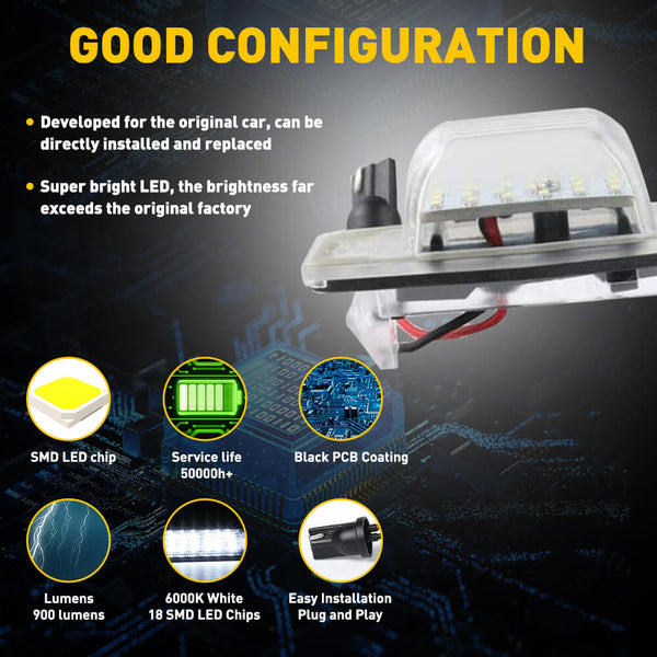 LED License Plate Lights Tag Light Lamp Assembly for Ford, Mercury, Mazda, Powered by 18-SMD LEDs 6000K White