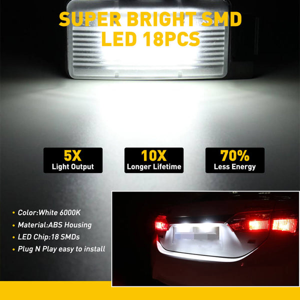 LED License Plate Lights Tag Light Lamp Assembly for Nissan 350Z 370Z GT-R Versa Cube Sentra Versa & Infiniti G25 G35 G37 Q60