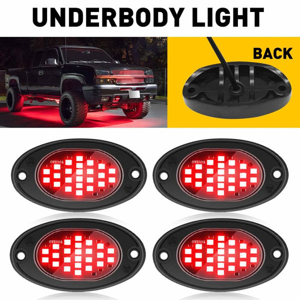 LED Rock Light Car Underglow Lights Universal Fits For SUV, Jeep, ATV, UTV, Truck, Motorcycle - 24 LEDs per Light