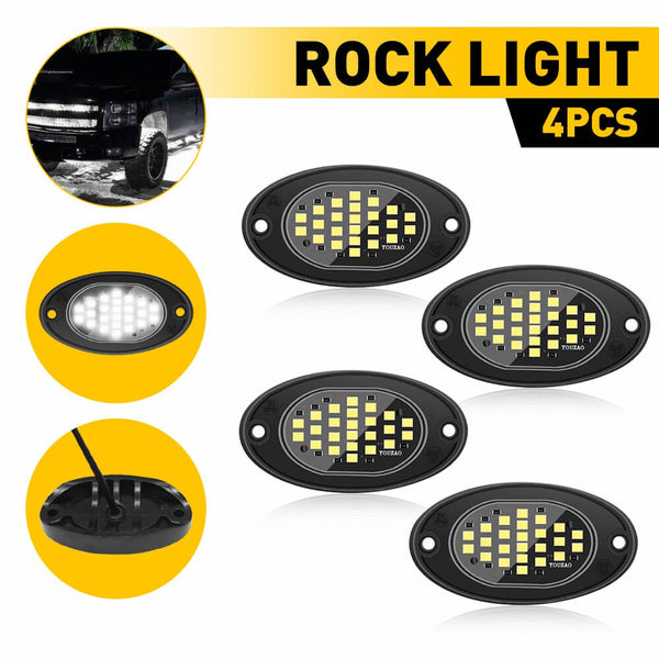 LED Rock Light Car Underglow Lights Universal Fits For SUV, Jeep, ATV, UTV, Truck, Motorcycle - 24 LEDs per Light