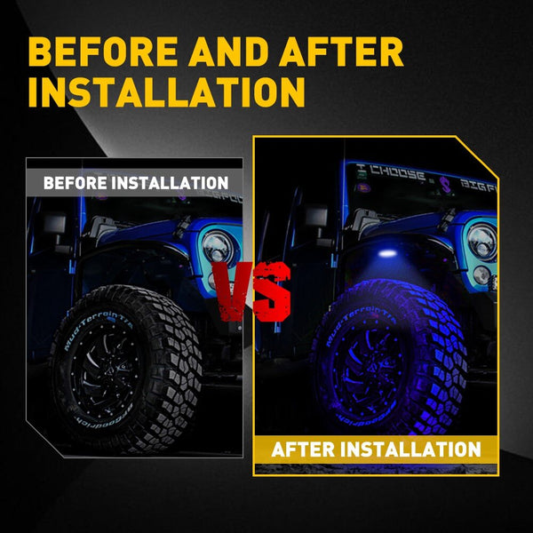 LED Rock Light Car Underglow Lights Universal Fits For SUV, Jeep, ATV, UTV, Truck, Motorcycle - 24 LEDs per Light