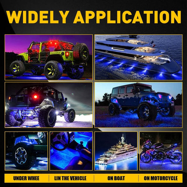LED Rock Light Car Underglow Lights Universal Fits For SUV, Jeep, ATV, UTV, Truck, Motorcycle - 24 LEDs per Light