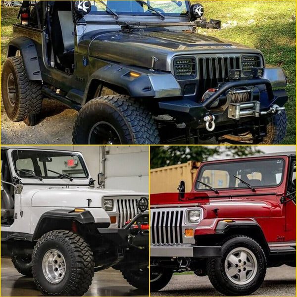 LED Side Marker Light Compatible With 1987-1995 Jeep Wrangler YJ, Smoke Shell Amber Light