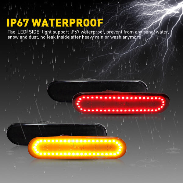 LED Side Marker Light for 2002-2005 Honda Civic Si EP3 3 Door, Smoked Lens Amber Red Front Rear Bumper