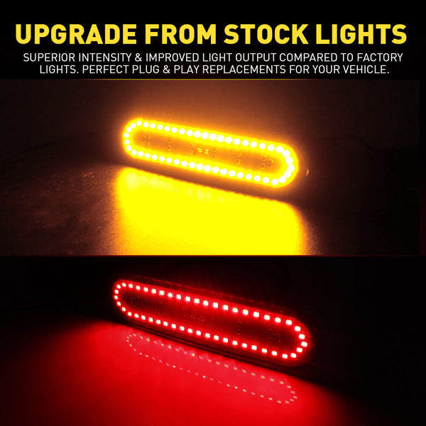 LED Side Marker Light for 2002-2005 Honda Civic Si EP3 3 Door, Smoked Lens Amber Red Front Rear Bumper