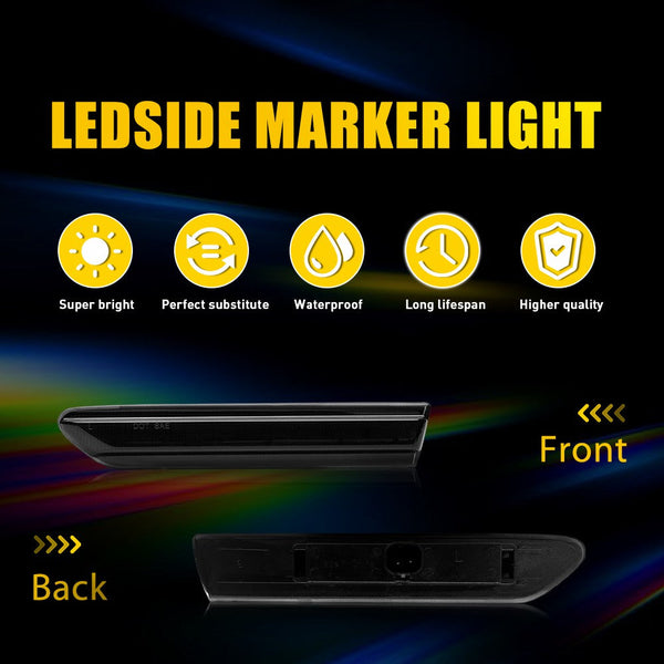 LED Side Marker Light for Acura TL 2004-2008, Smoked Lens, Amber, Front L&R