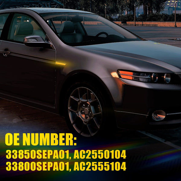 LED Side Marker Light for Acura TL 2004-2008, Smoked Lens, Amber, Front L&R