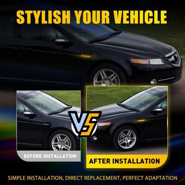 LED Side Marker Light for Acura TL 2004-2008, Smoked Lens, Amber, Front L&R