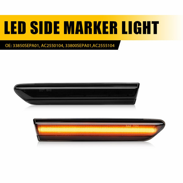 LED Side Marker Light for Acura TL 2004-2008, Smoked Lens, Amber, Front L&R