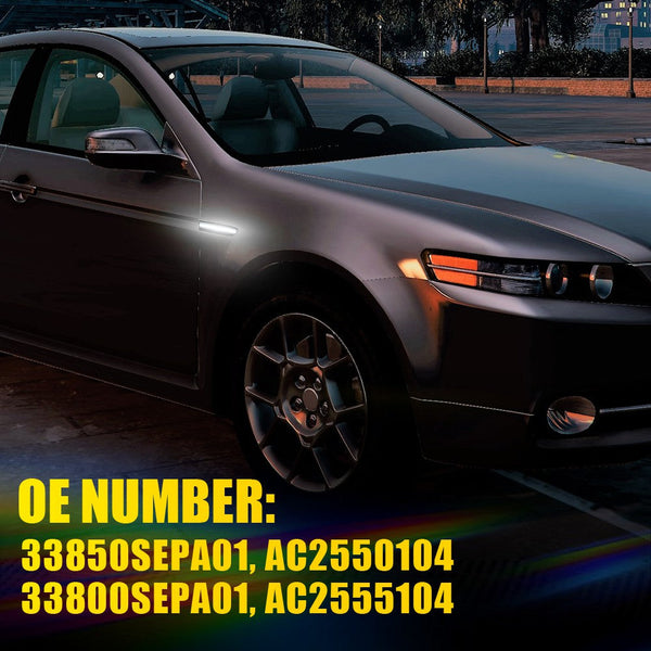 LED Side Marker Light for Acura TL 2004-2008, Smoked Lens, White, Front L&R