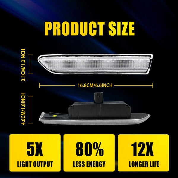 LED Side Marker Light for Acura TL Base 2004-2008, Clear Lens, Amber, Fender