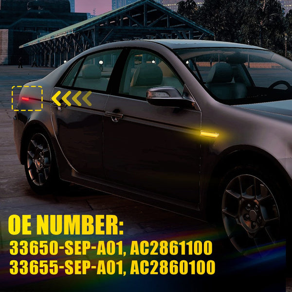 LED Side Marker Light for Acura TL Base 2004-2008, Clear Lens, Red, Rear, Turn Signal