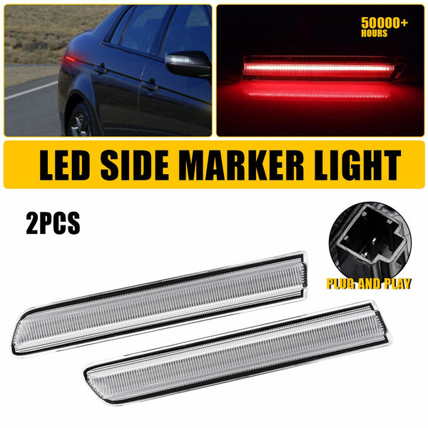LED Side Marker Light for Acura TL Base 2004-2008, Clear Lens, Red, Rear, Turn Signal