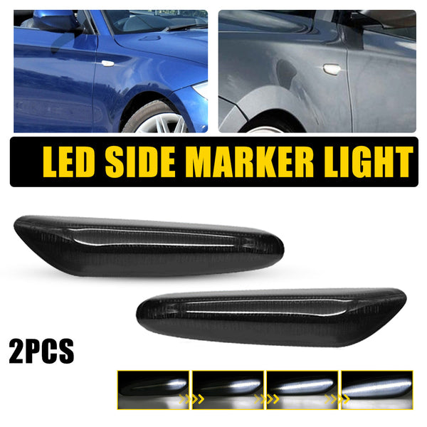 LED Side Marker Light for BMW 5 Series E60/E61 2004-2010, Smoked Lens, Sequential