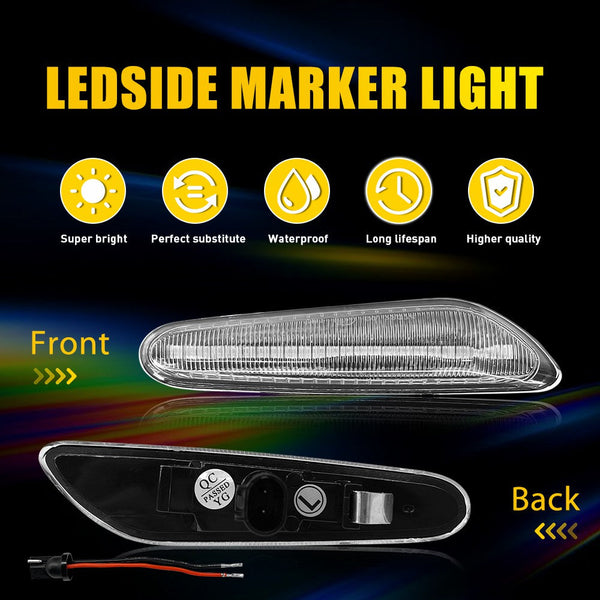 LED Side Marker Light for BMW 5 Series E60/E61, Clear Lens, Amber, Dynamic