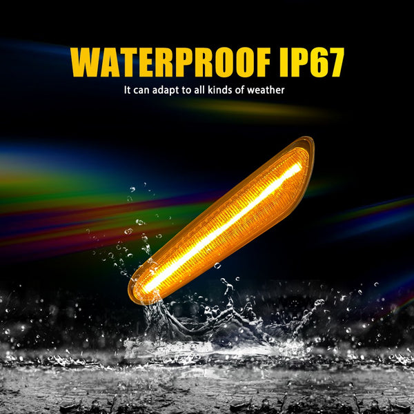 LED Side Marker Light for BMW 5 Series E60/E61, Clear Lens, Amber, Dynamic