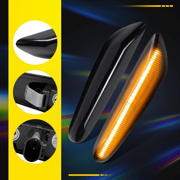 LED Side Marker Light for BMW E60/E61/E82/E88/E90/E91/E92/E93, Smoked Lens, Sequential