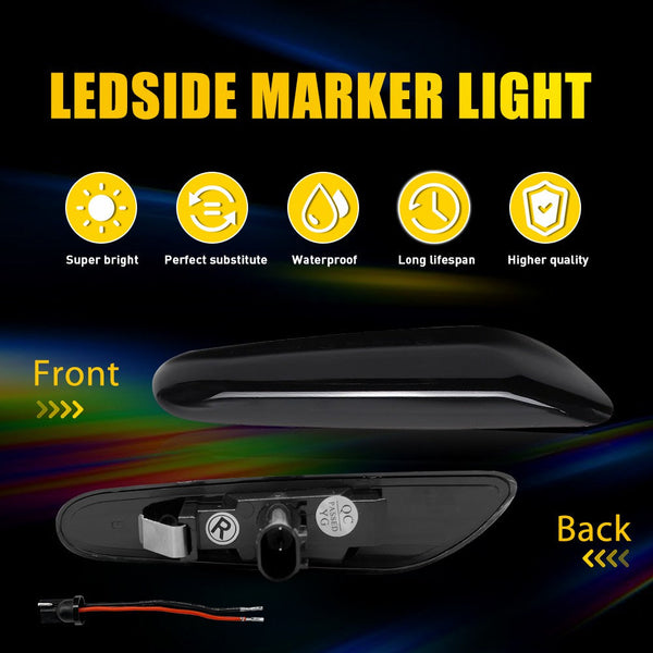 LED Side Marker Light for BMW E60/E61/E82/E88/E90/E91/E92/E93, Smoked Lens, Sequential