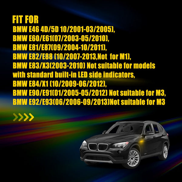 LED Side Marker Light for BMW E60/E61/E82/E88/E90/E91/E92/E93, Smoked Lens, Sequential