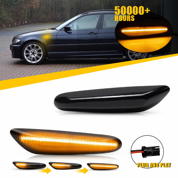 LED Side Marker Light for BMW E60/E61/E82/E88/E90/E91/E92/E93, Smoked Lens, Sequential