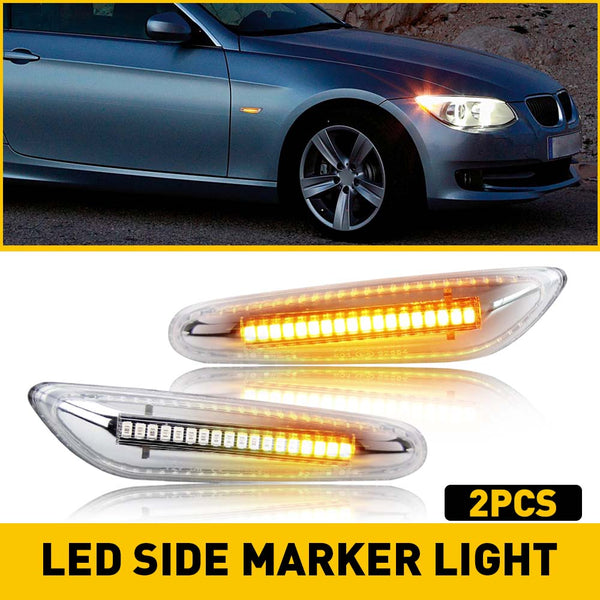 LED Side Marker Light for BMW X1 E84 2013-2015, Clear Lens, Amber, Dynamic Sequential