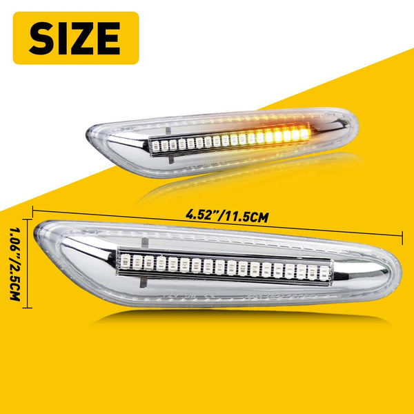 LED Side Marker Light for BMW X1 E84 2013-2015, Clear Lens, Amber, Dynamic Sequential