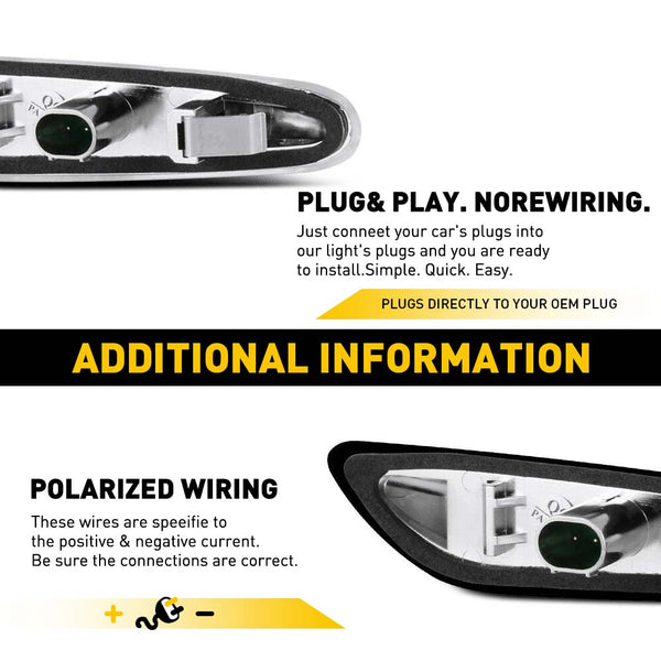 LED Side Marker Light for BMW X1 E84 2013-2015, Clear Lens, Amber, Dynamic Sequential