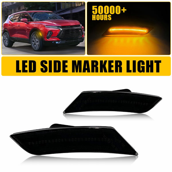 LED Side Marker Light for Cadillac ATS 2013-2014 & XT5 2017-Up, Smoked Lens, Amber, Bumper