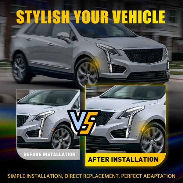 LED Side Marker Light for Cadillac ATS 2013-2014 & XT5 2017-Up, Smoked Lens, Amber, Bumper