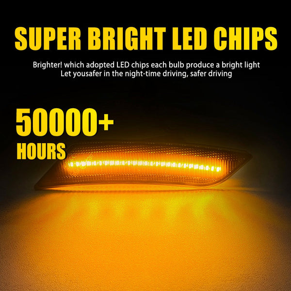 LED Side Marker Light for Cadillac ATS 2013-2014 & XT5 2017-Up, Smoked Lens, Amber, Bumper