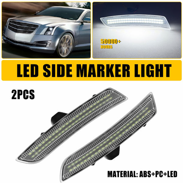 LED Side Marker Light for Cadillac CTS 2014-2019, Clear Lens, Front Bumper