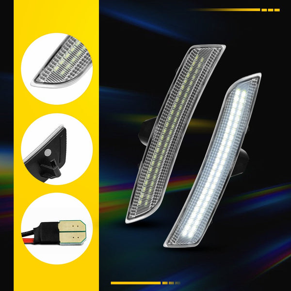 LED Side Marker Light for Cadillac CTS 2014-2019, Clear Lens, Front Bumper