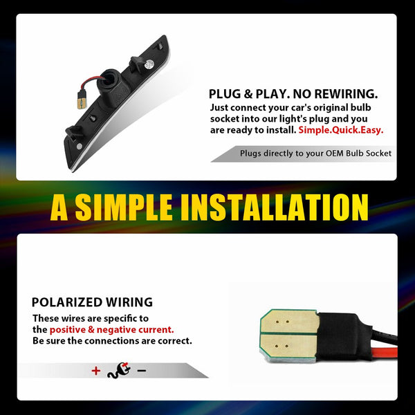 LED Side Marker Light for Cadillac CTS 2014-2019, Clear Lens, Front Bumper