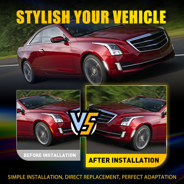 LED Side Marker Light for Cadillac CTS 2014-2019, Clear Lens, Front Bumper