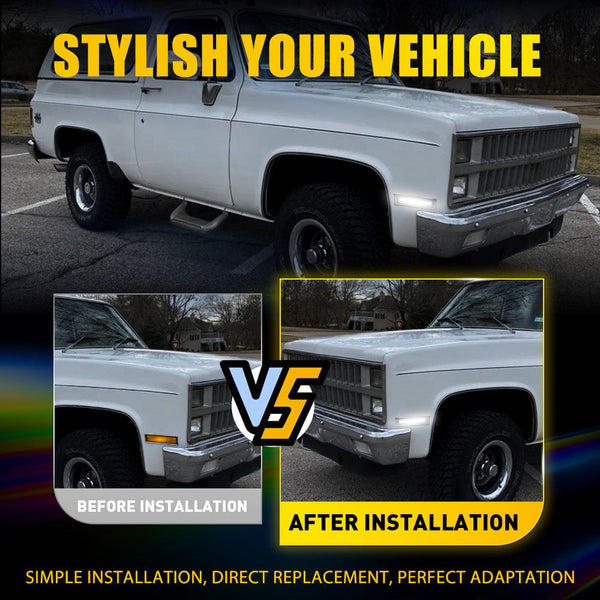 LED Side Marker Light for Chevrolet C10/C20/C30 & GMC 1981-1991, Smoked Lens, White, Front