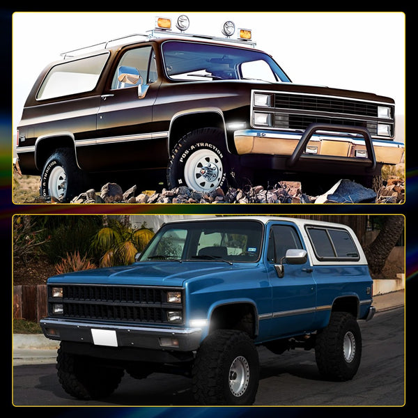 LED Side Marker Light for Chevrolet C10/C20/C30 & GMC 1981-1991, Smoked Lens, White, Front