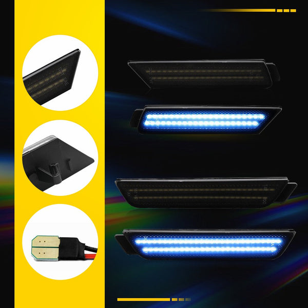 LED Side Marker Light for Chevrolet Camaro 2010-2015, Blue, Front & Rear