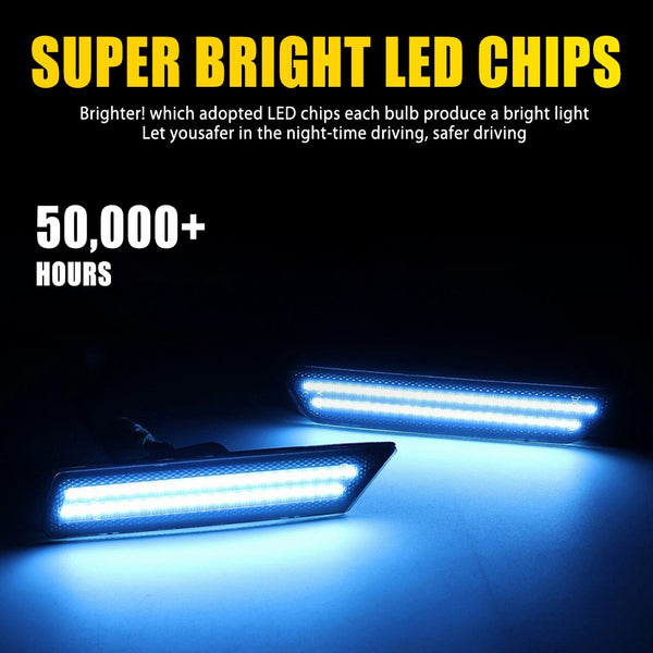 LED Side Marker Light for Chevrolet Camaro 2010-2015, Blue, Front & Rear