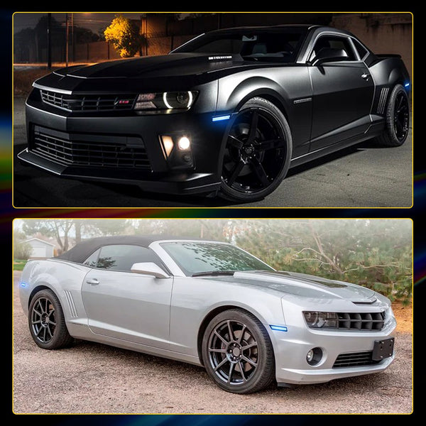 LED Side Marker Light for Chevrolet Camaro 2010-2015, Blue, Front & Rear